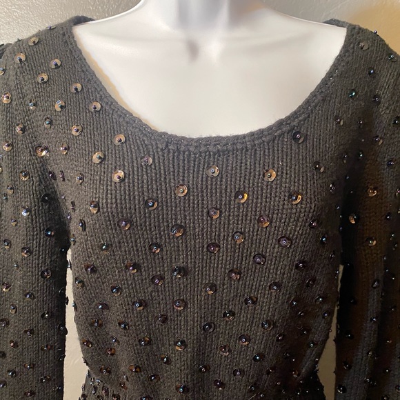 MODA International Black Sequin Open Back Sweater - Picture 2 of 16